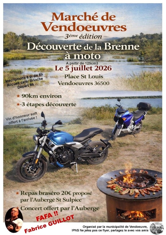 Marché et découverte de la Brenne à moto