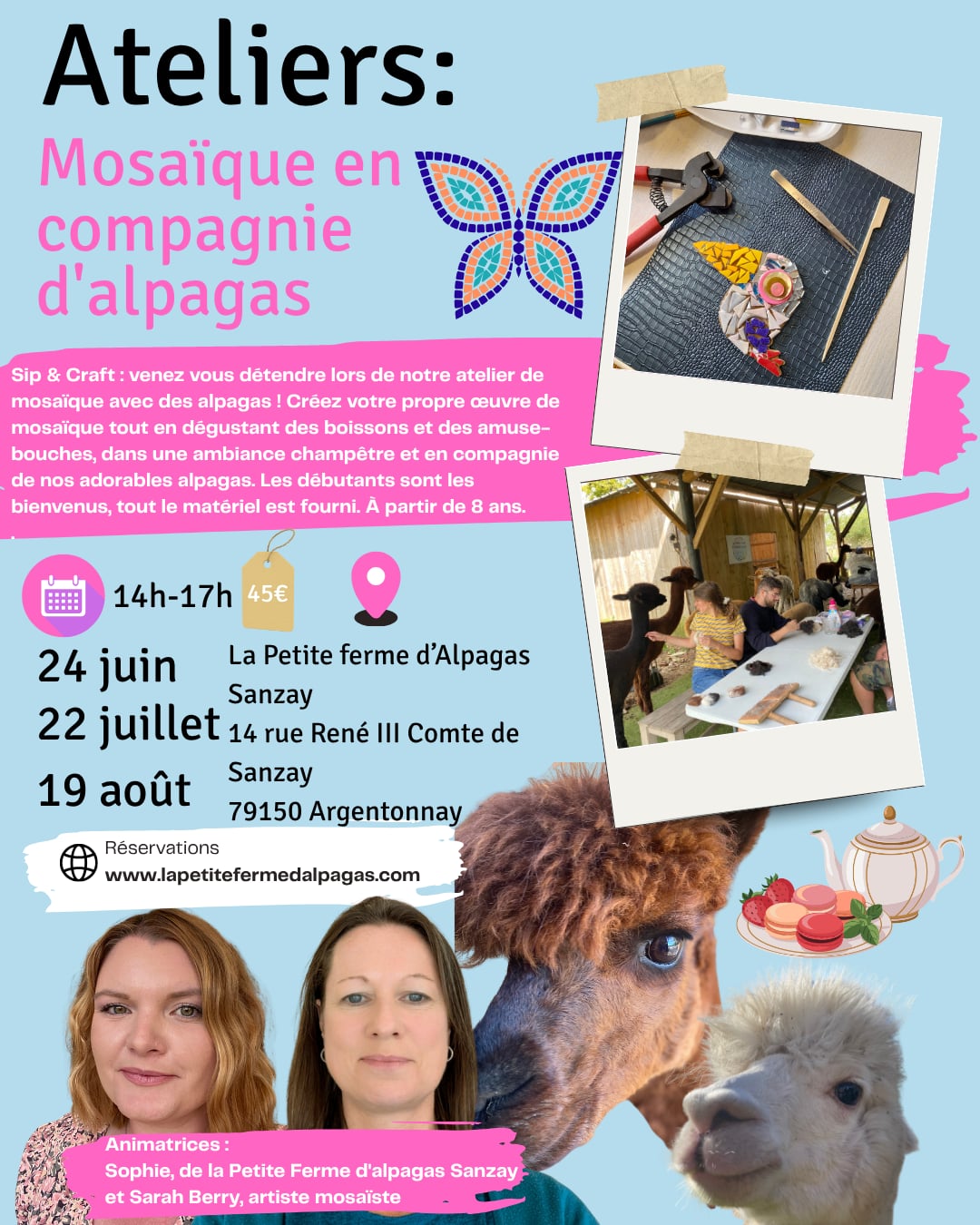 Atelier mosaïque avec les alpagas