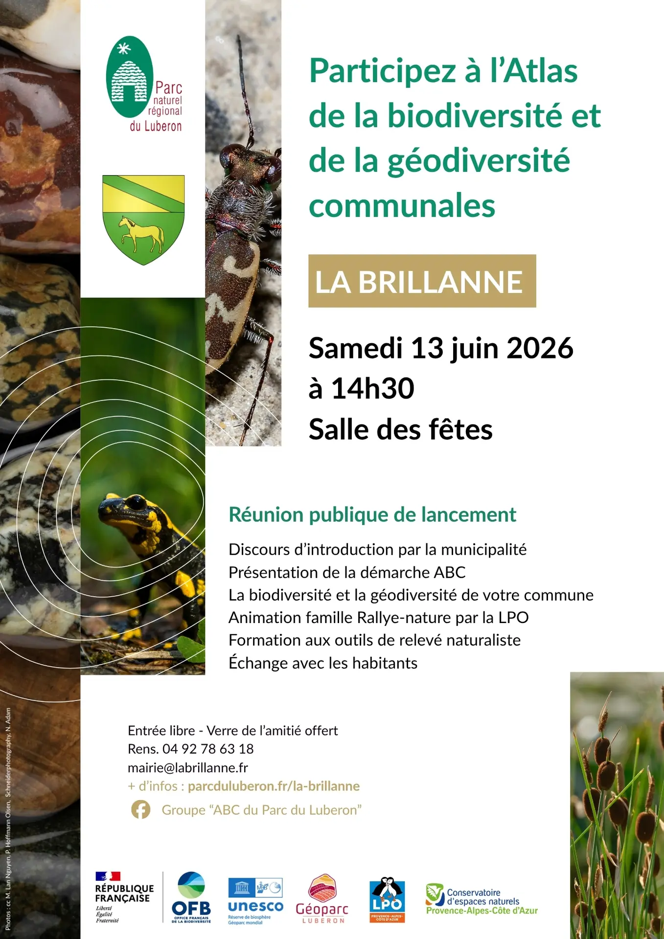 Réunion publique lancement des "Atlas de la biodiversité et de la géodiversité communales"  La Brillanne