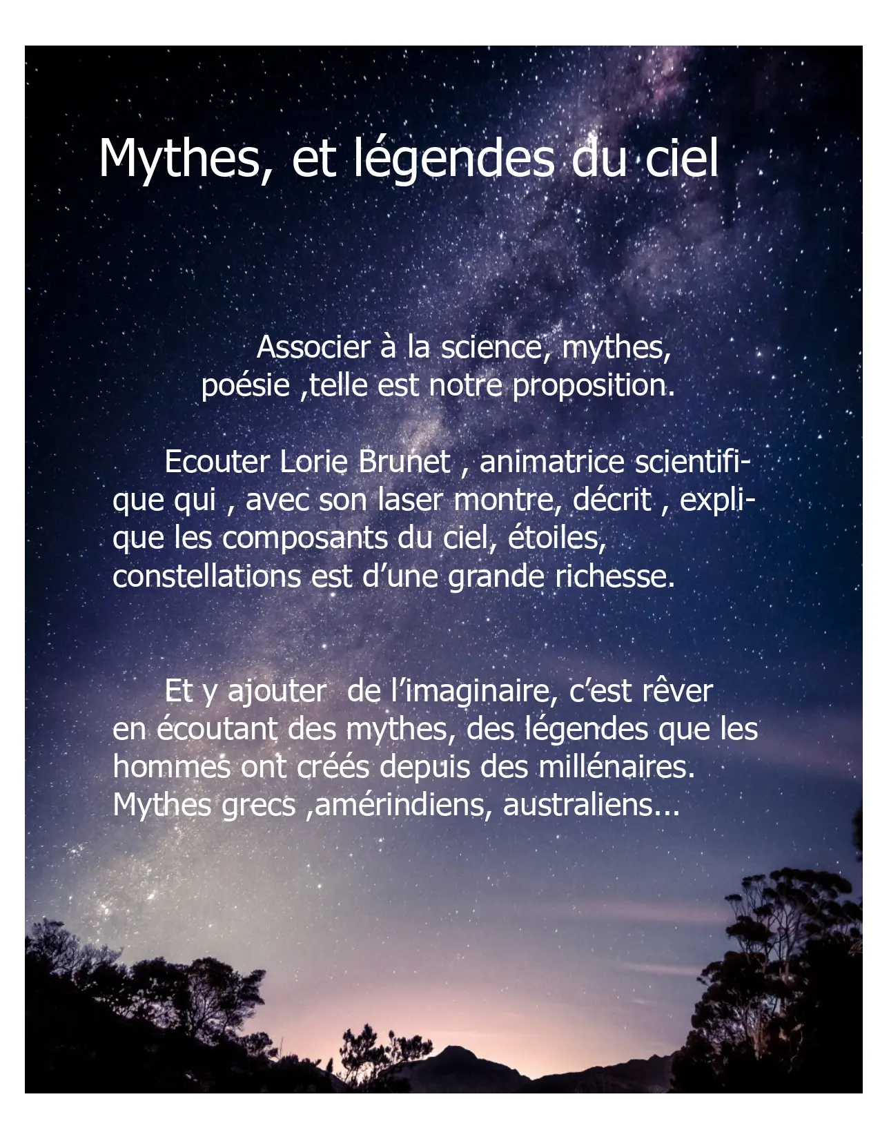 PENSER COMME UNE MONTAGNE : Soirée étoiles au sommet du télésiège de Préron