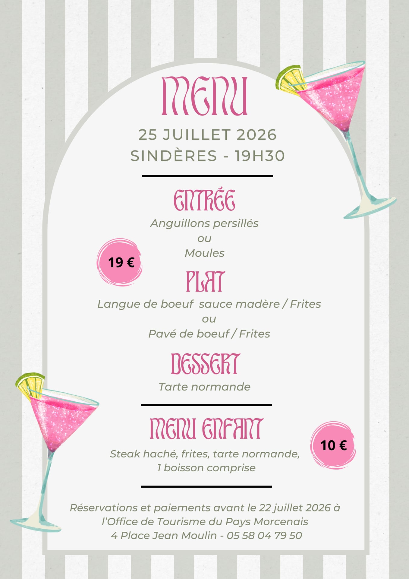 Fêtes locales - Sindères - RESERVEZ VOTRE REPAS !
