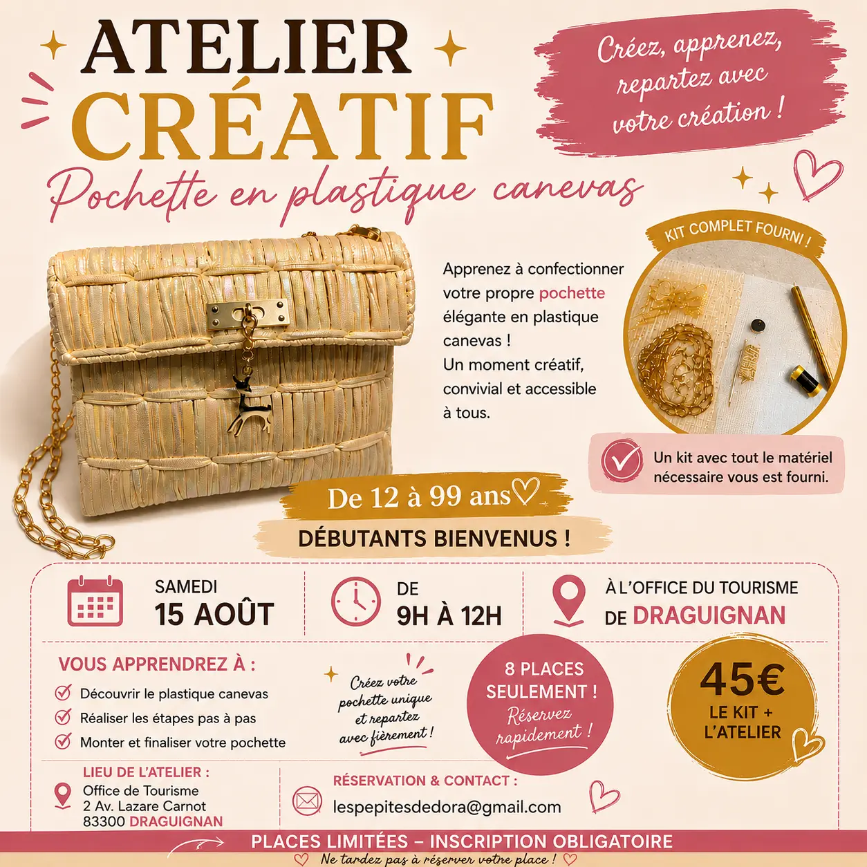 Atelier créatif : Pochette en plastique canevas
