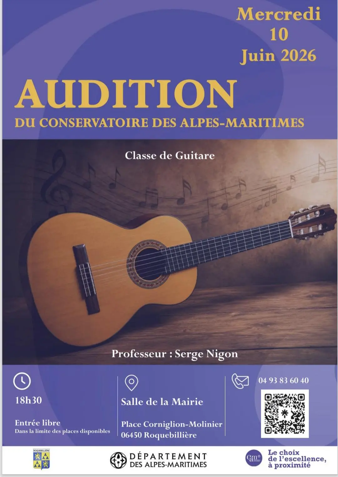 Audition de guitare du conservatoire des Alpes-Maritimes