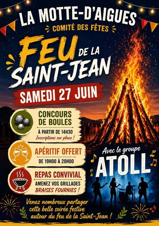 Feu de la Saint-Jean et concours de boules à La Mottes d'Aigues