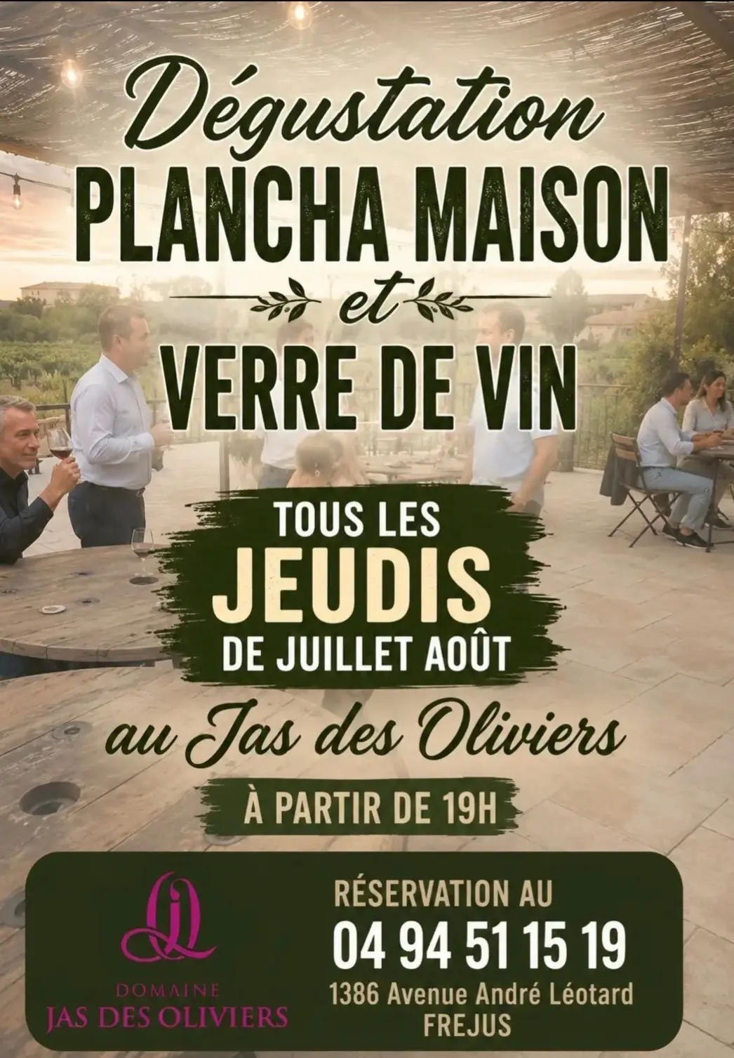 Dégustation plancha maison et verre de vin