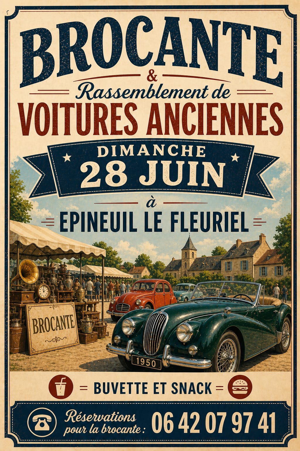 Brocante et rassemblement de voitures anciennes