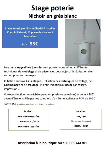 Stage de poterie - Création d'un nichoir