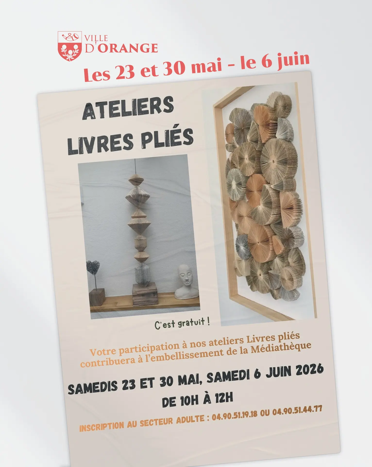 Atelier livres pliés à la médiathèque