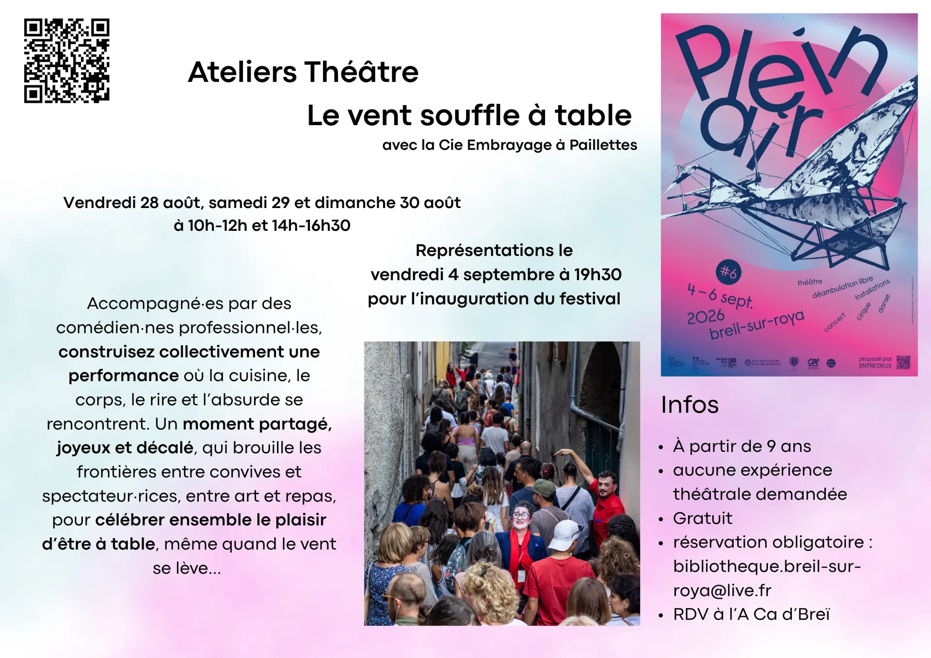 Atelier théâtre : le vent souffle à table avec la Cie de l'embrayag à paillettes