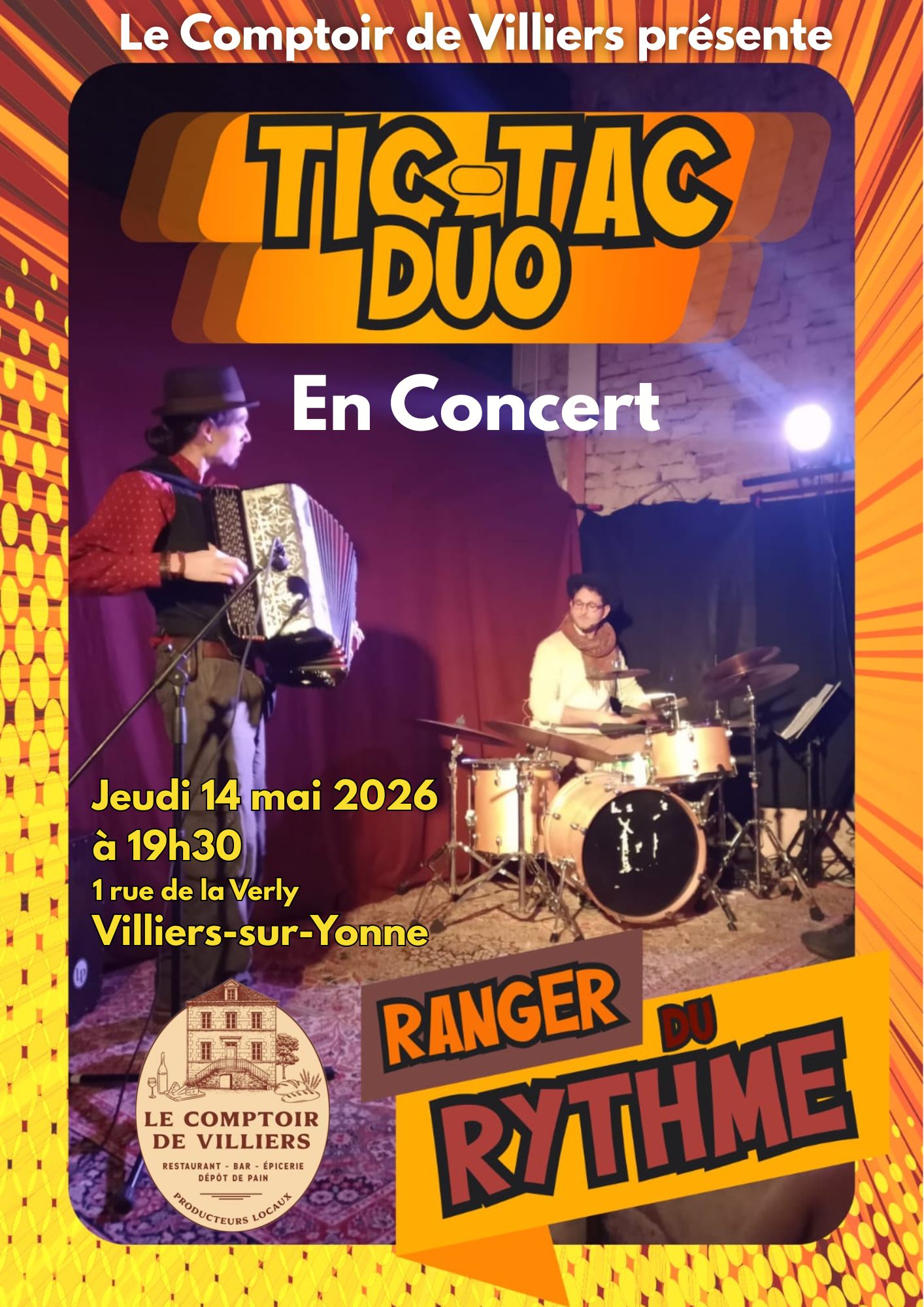 Le Comptoir de Villiers présente : Tic-Tac Duo en concert