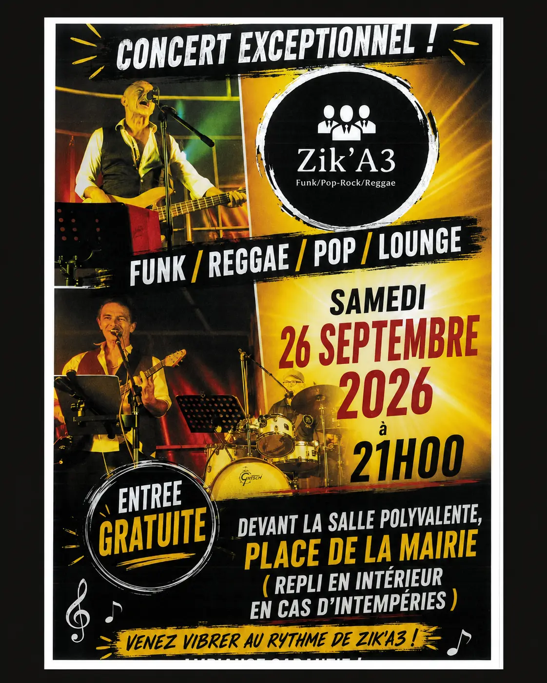 Concert : Zik'A 3 - musique pop, rock, funk