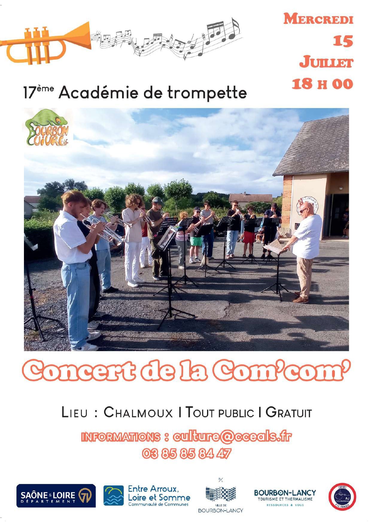 Concert des trompettistes stagiaires :  : 17ème Académie lez'arts en Bourbonnie en partenariat avec la CCEALS