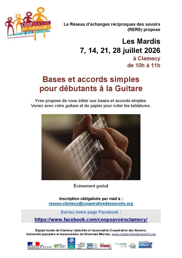 La Coopérative des savoirs propose : Bases et accords simples pour débutants à la guitare
