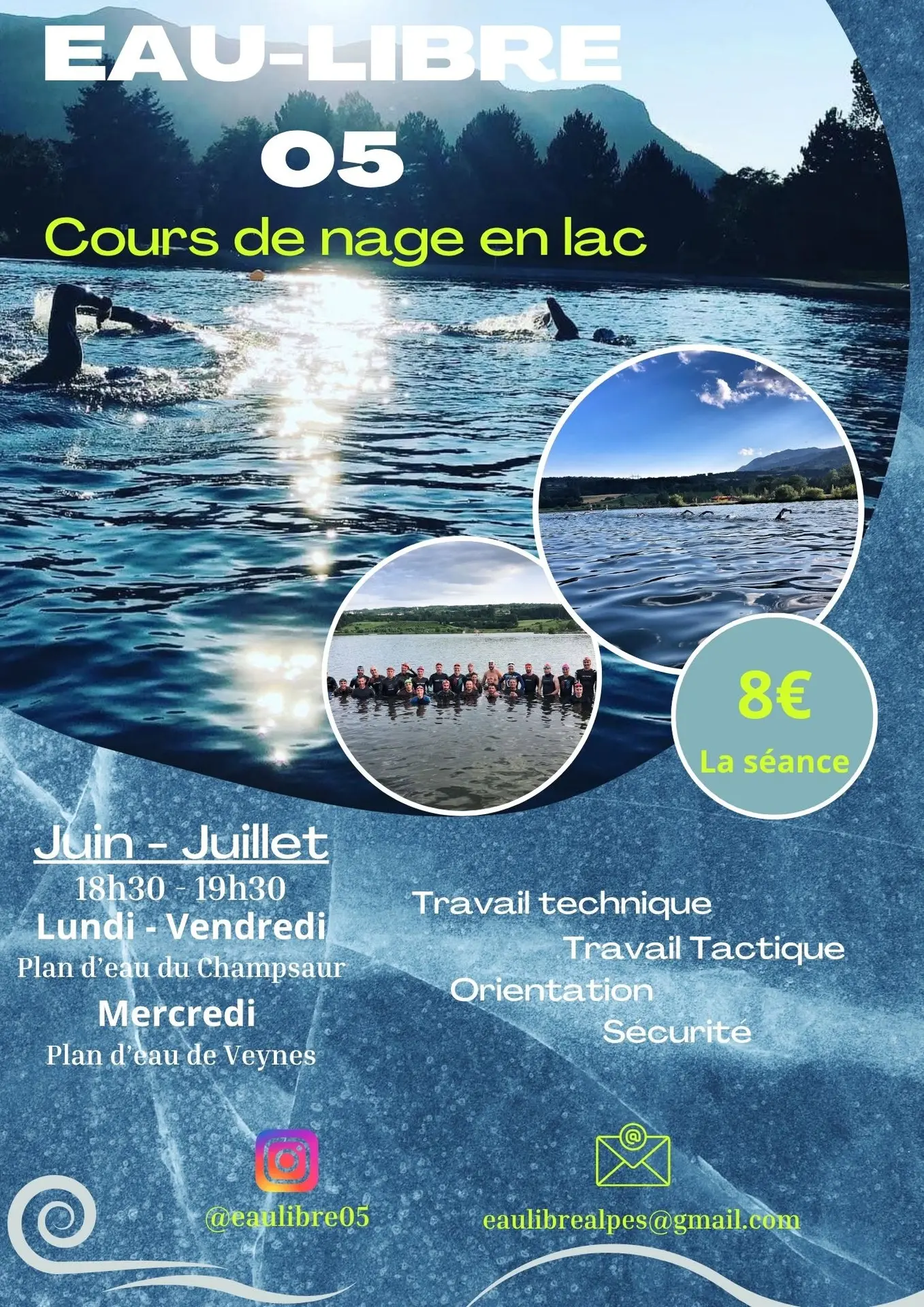 Cours de nage en lac