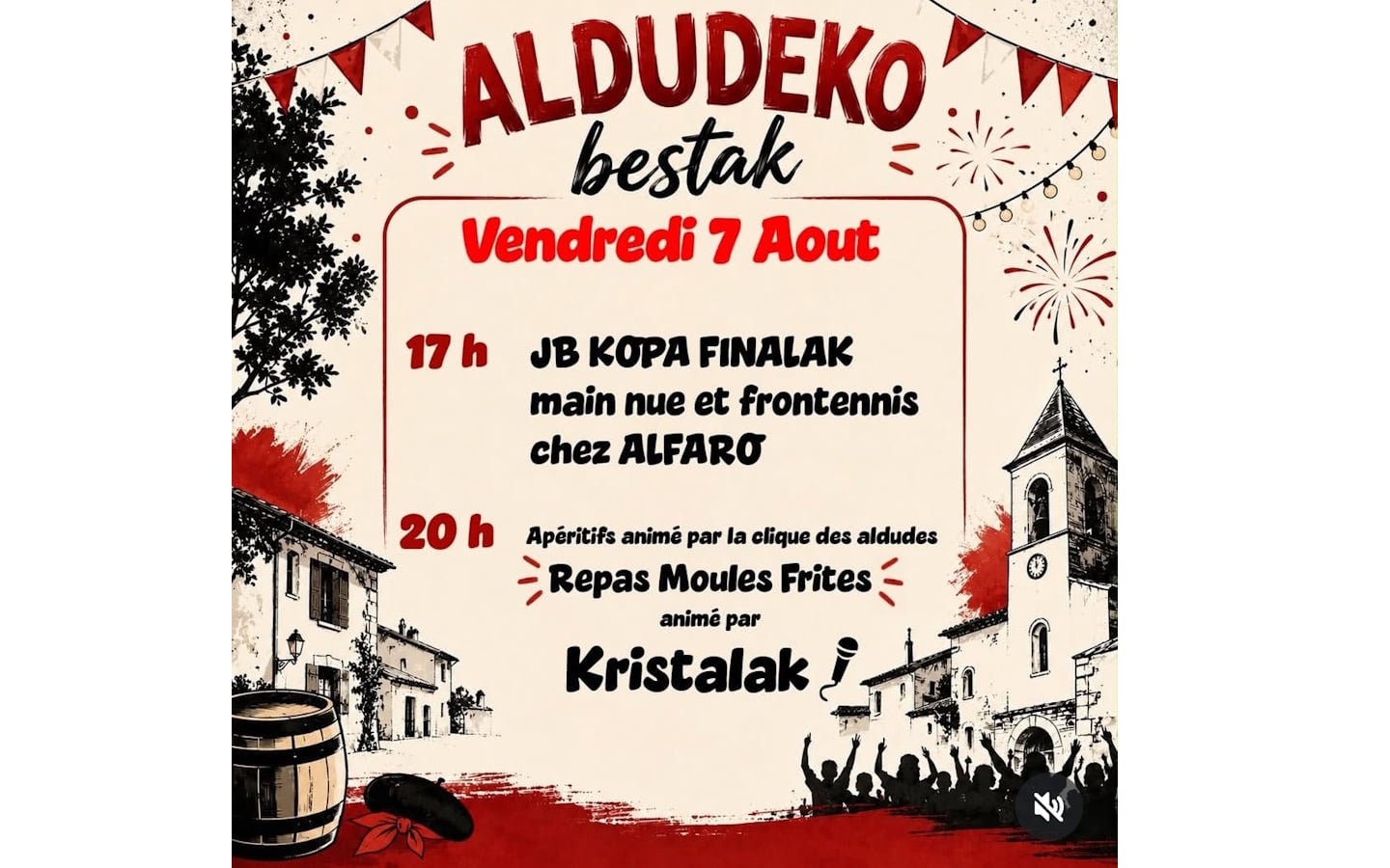 Fêtes de village : pelote basque, soirée animée  moules frites