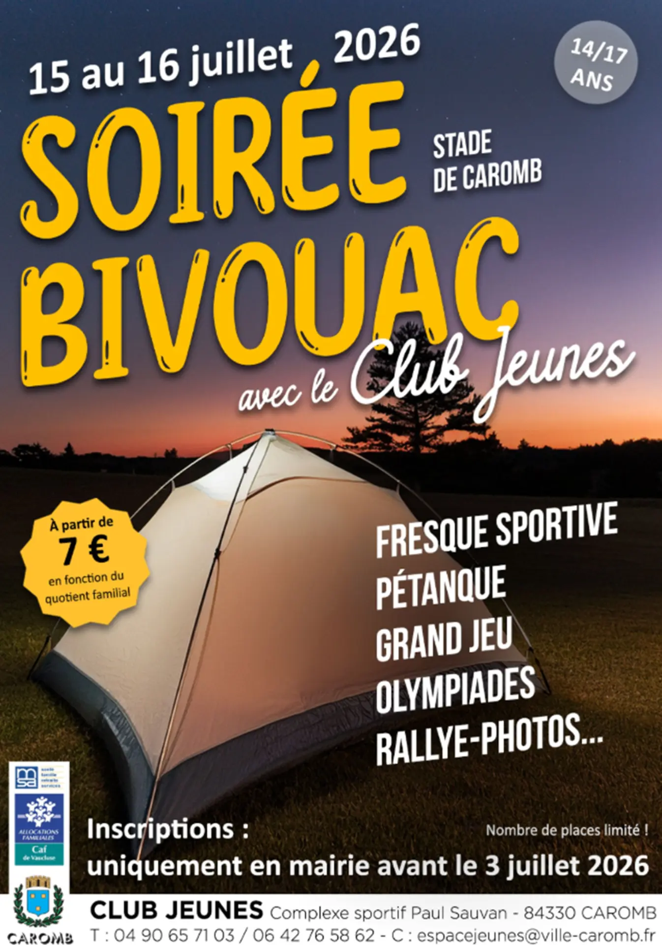 Soirée bivouac avec le club jeunes