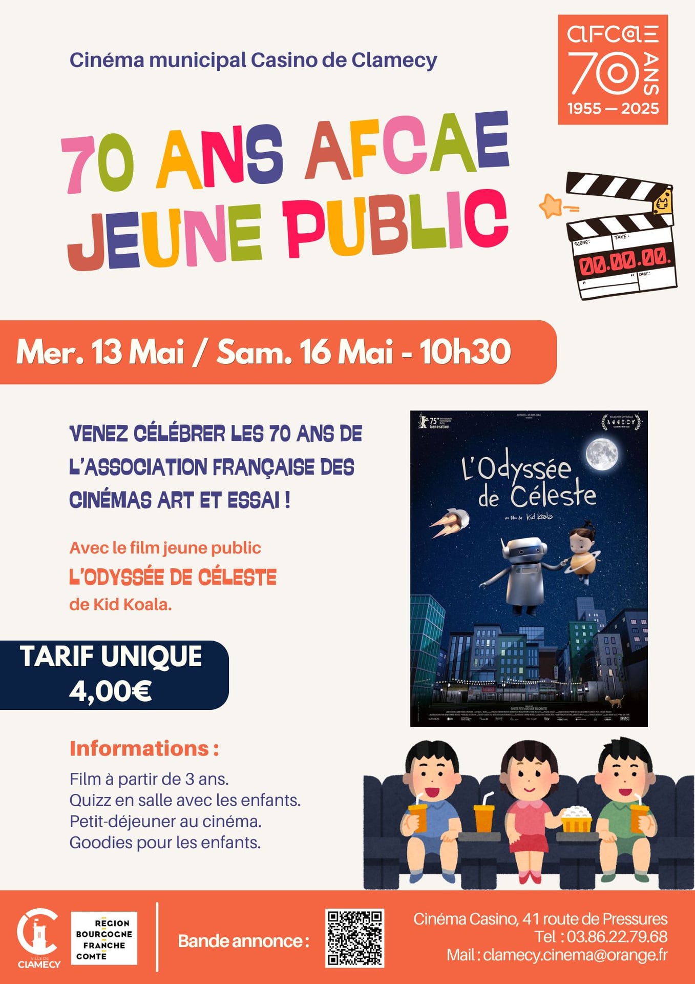 70 ans AFCAE - Jeune public - Projection du film "L'Odyssée de Céleste"