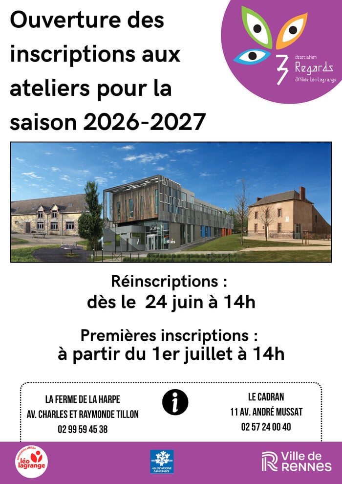 Inscriptions aux ateliers - 2026 / 2027
