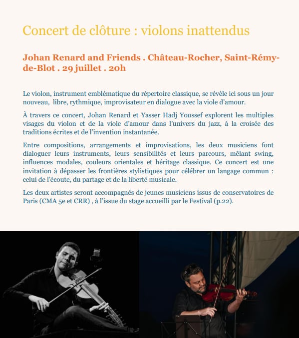 Festival Terres vibrantes : Concert de clôture - Violons inattendus