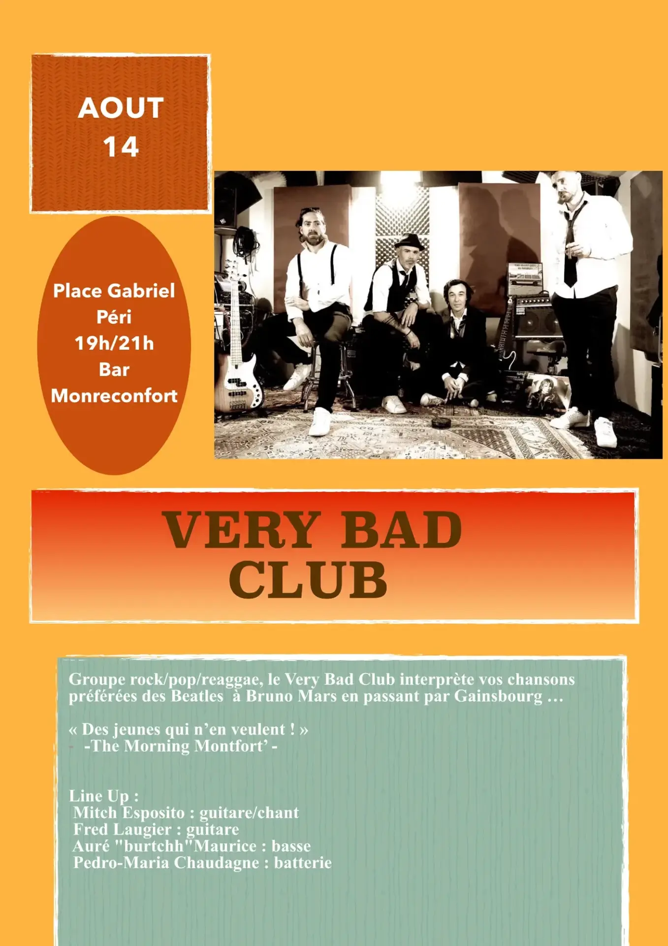 Concert : Very bad Club- pop,rock, reggae