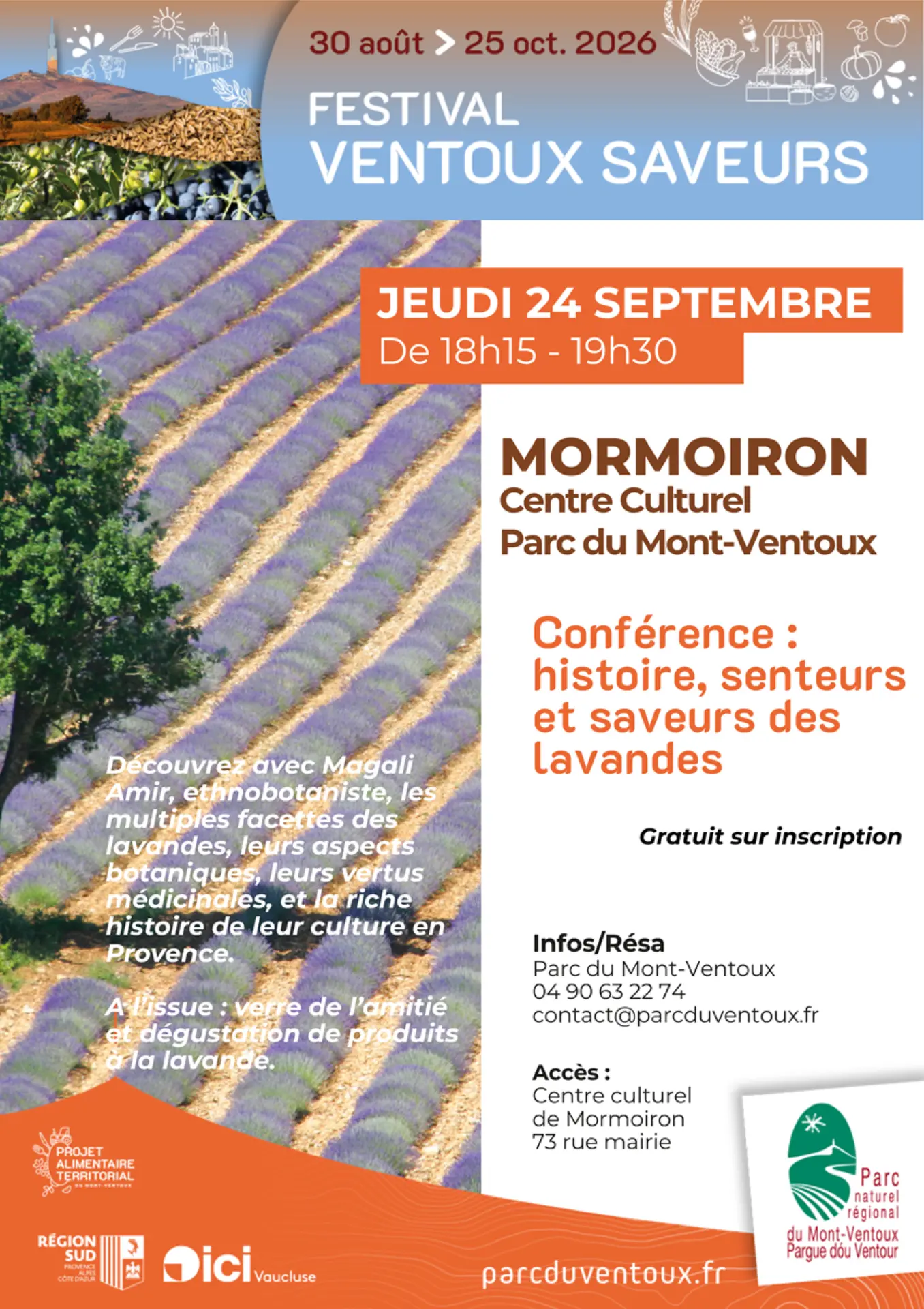 Festival Ventoux Saveurs : Conférence "Histoire, senteurs et saveurs des lavandes"
