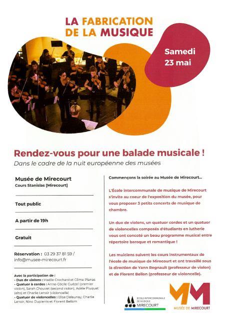 Nuit européenne des musées - Rendez-vous pour une balade musicale départ au Musée de Mirecourt