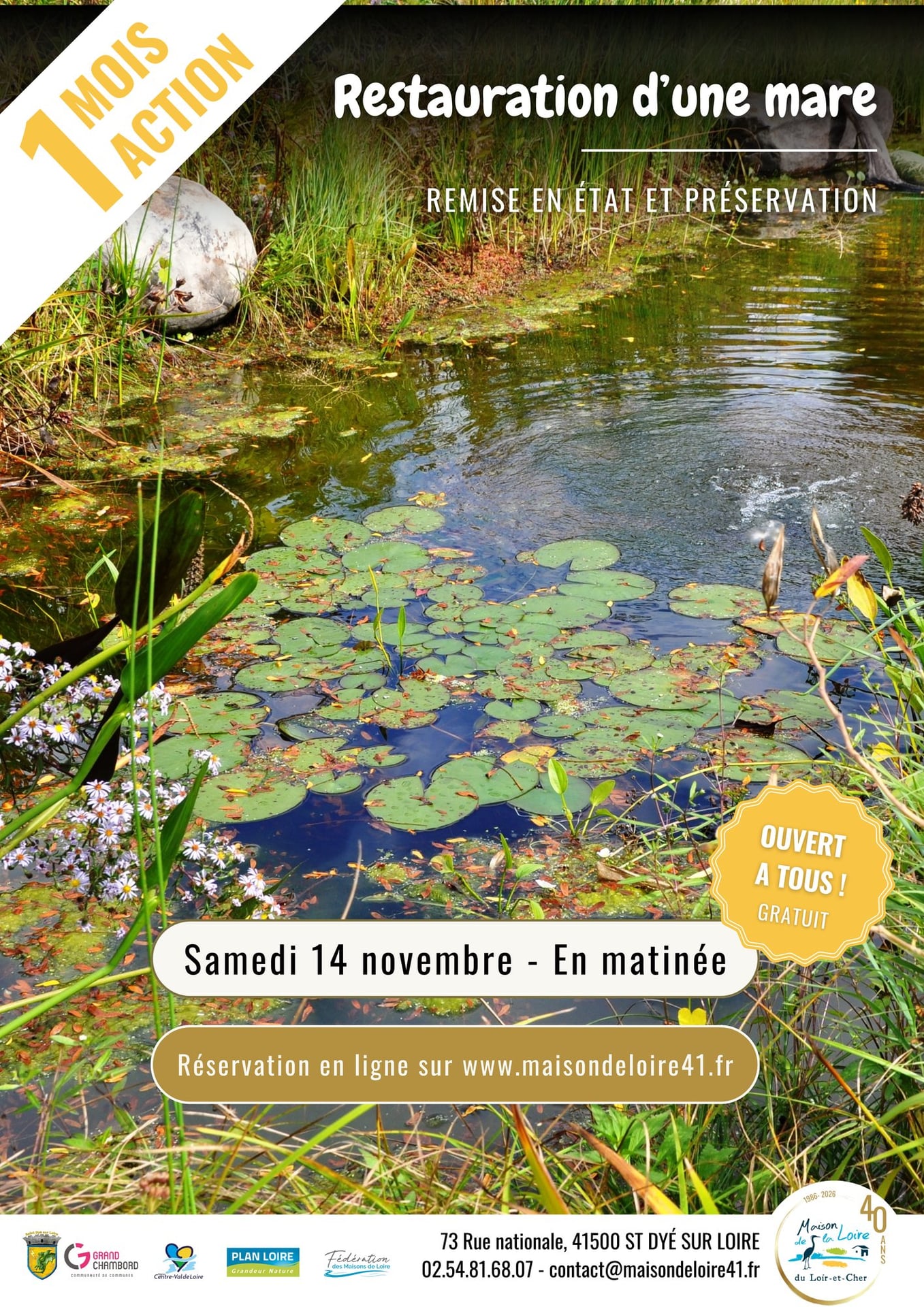 Novembre Un Mois Une Action  restauration d'une mare avec la Maison de la Loire
