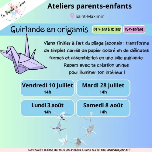 Atelier parent/enfant : Guirlande en origamis - (enfants 4 ans à 10 ans)