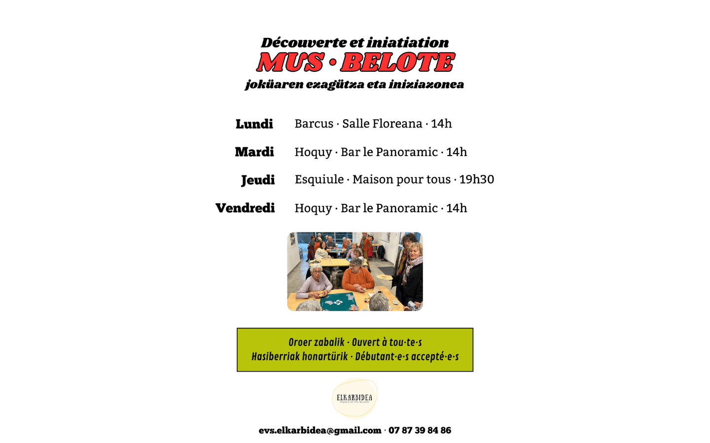 Découverte et initiation au mus et à la belote