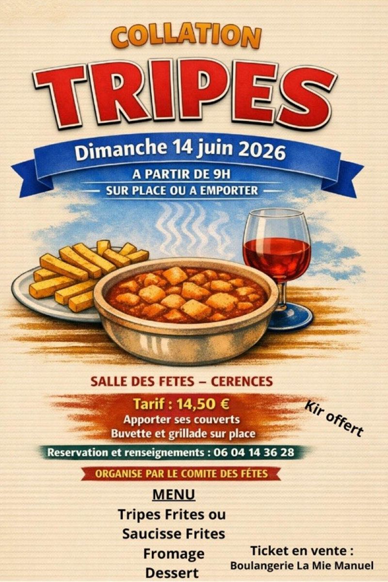Collation tripes organisé par le comité des fêtes de Cérences