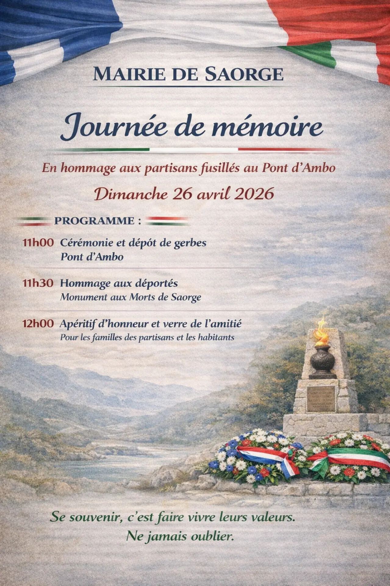 Journée de mémoire en hommage aux partisans fusillés du pont d'Ambo