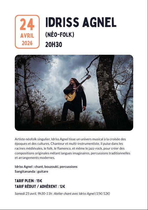 Thalica Home Concerts : Idriss agnel (néo-folk) -ANNULÉ