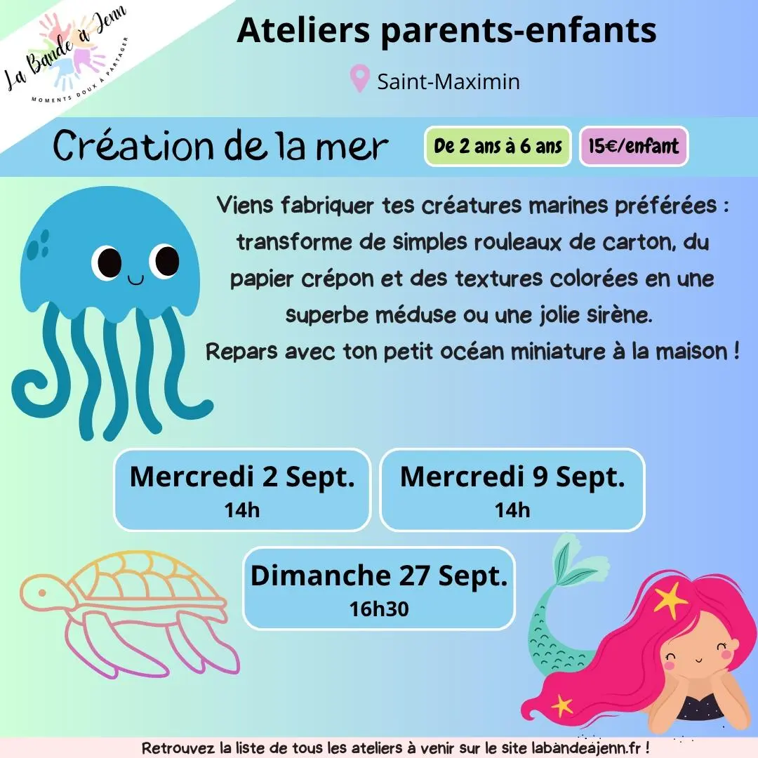 Atelier parent/enfant : Création de la mer - (enfants 2 ans à 6 ans)