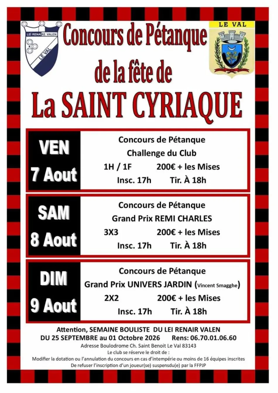 Concours de pétanque de la fête de la Saint Cyriaque