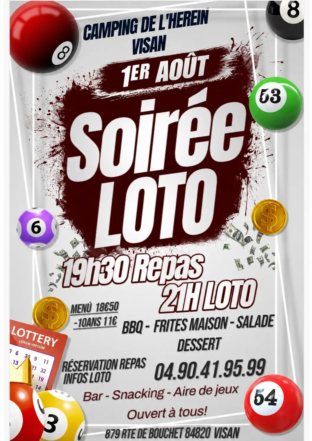 SOIRÉE LOTO AU CAMPING DE L'HÉREIN – VISAN !