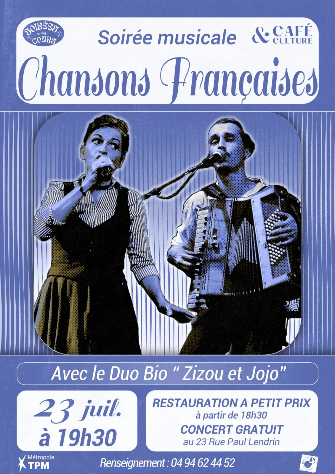 Soirée musicale Chansons Françaises - Les Soirées du Petit Cours 2026