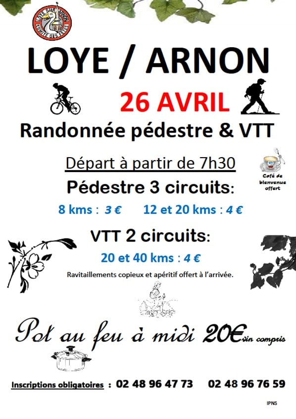 Randonnée pédestre et vtt à Loye sur arnon