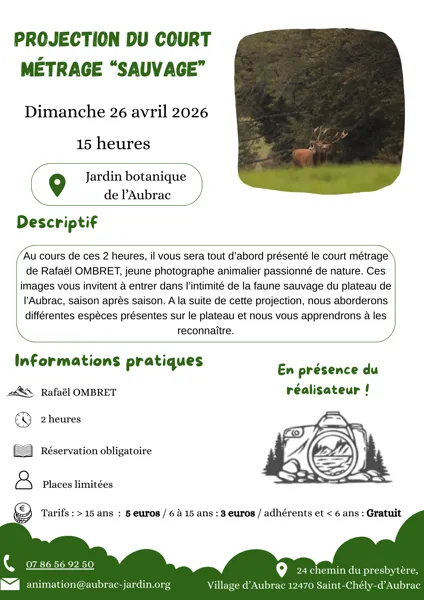 Projection du court métrage "Sauvage"