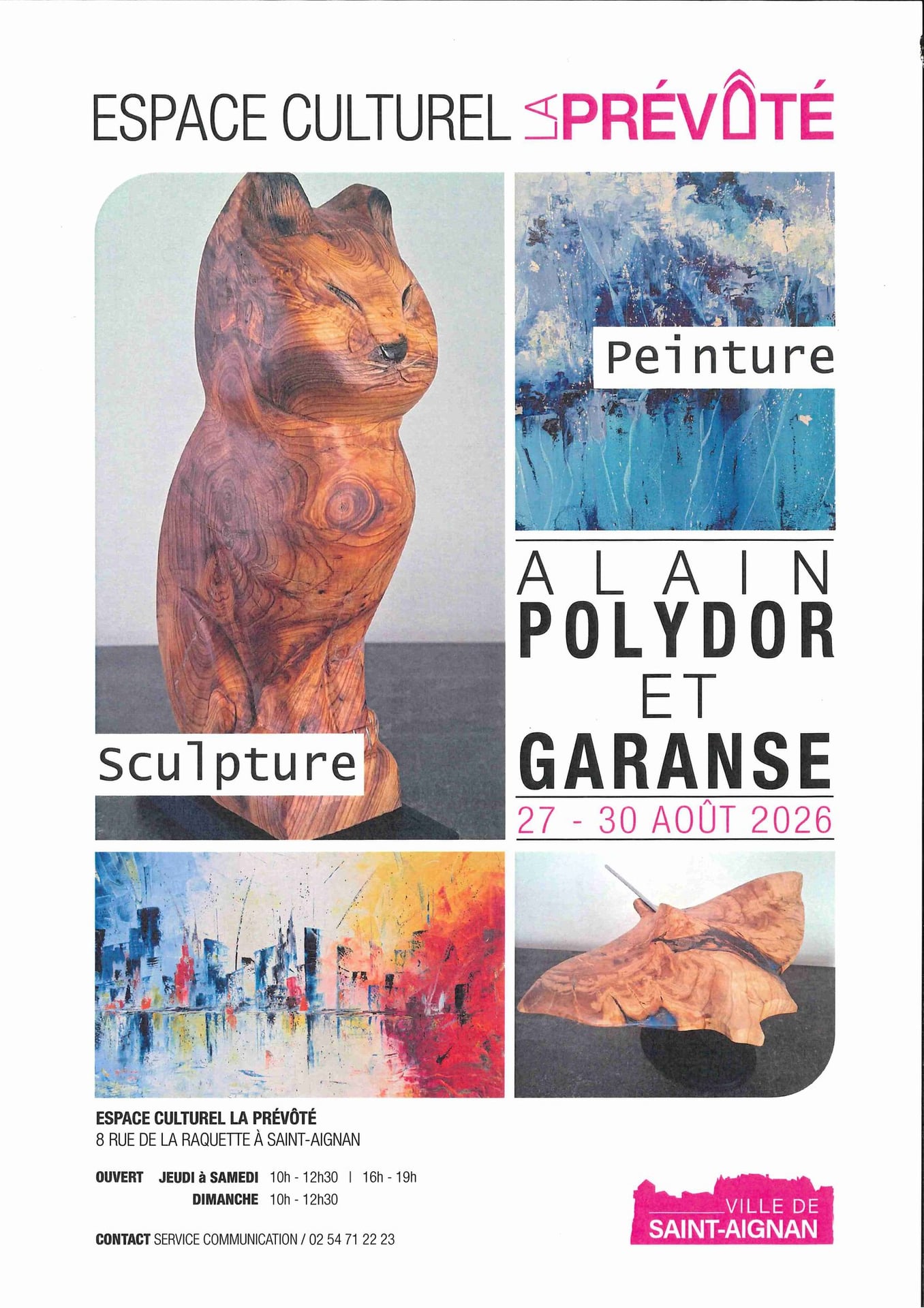 Exposition de garanse, peintre et polydor alain, sculpteur