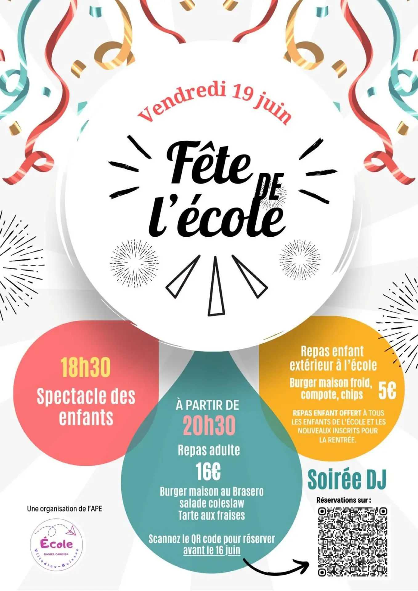 Fête de l'école : spectacle et repas