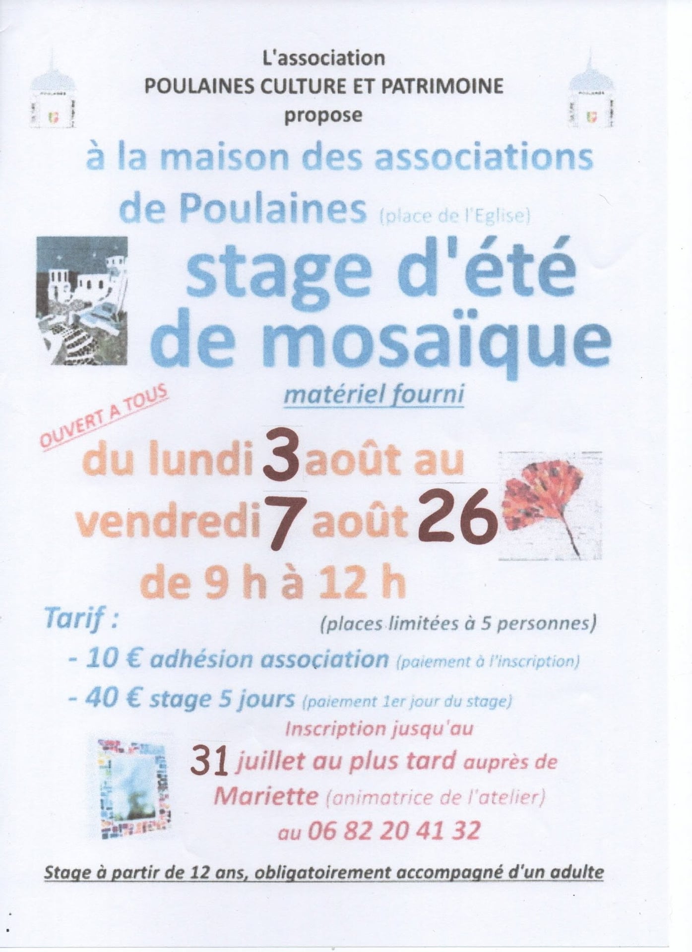 Stage d'été de mosaïque