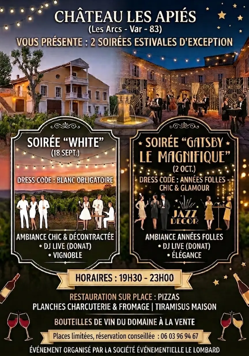 Château les Apies. Soirée "Gatsby le Magnifique"
