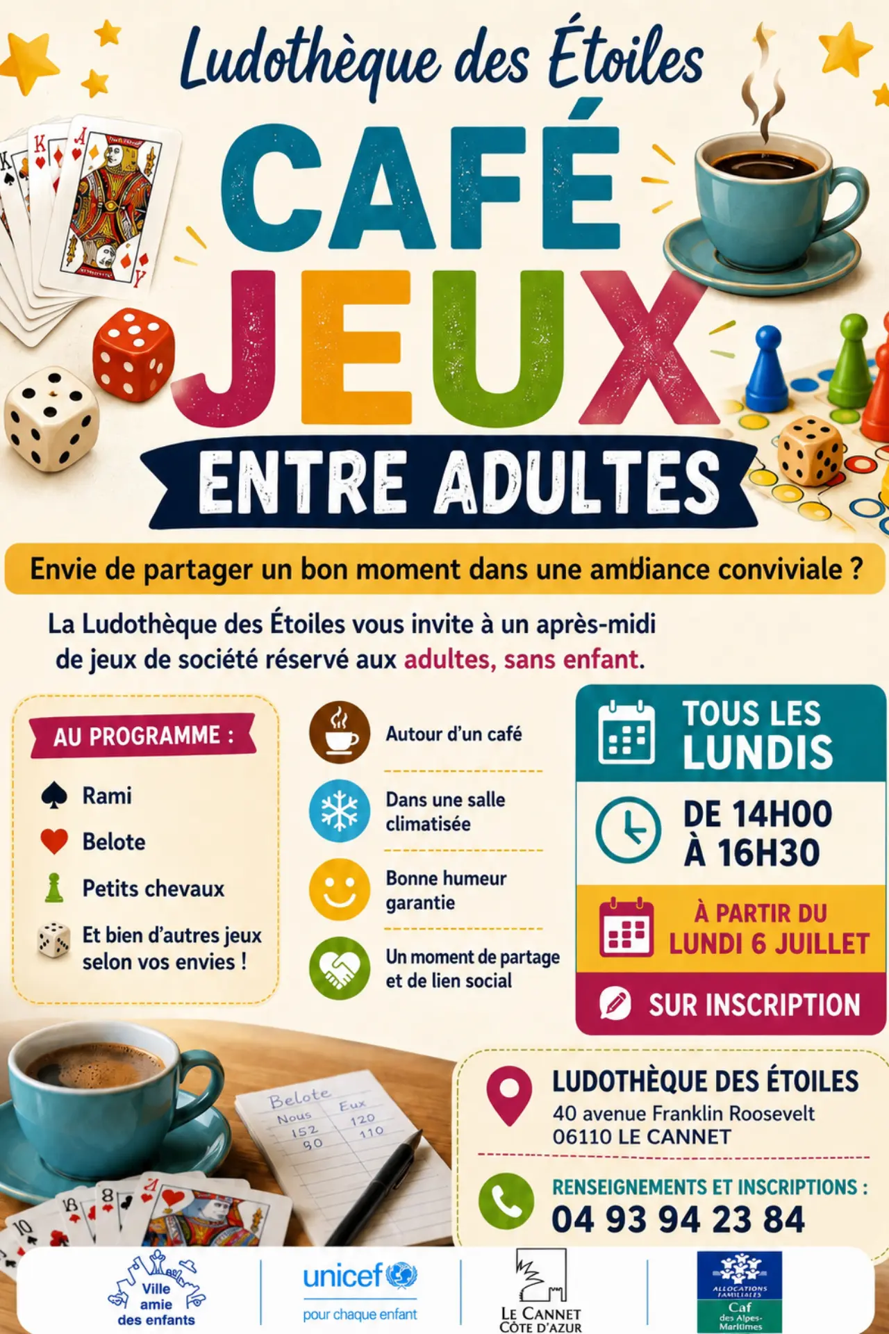 Café & jeux entre adultes à la Ludothèque des étoiles