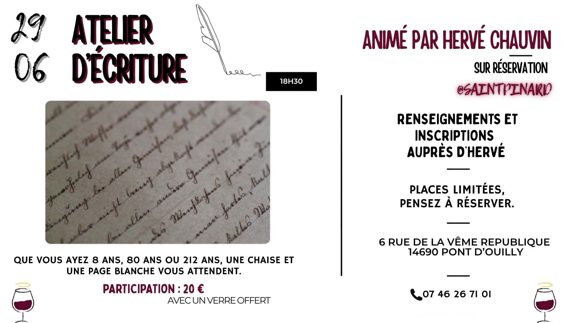 Atelier d'écriture à la cave Saint-Pinard : "Et si on scribouillait ?"