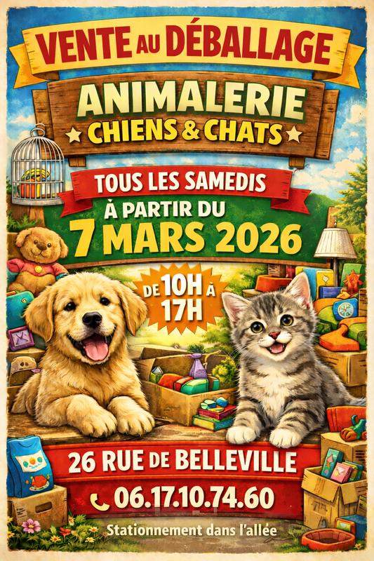 Vente au déballage animalerie et bazar