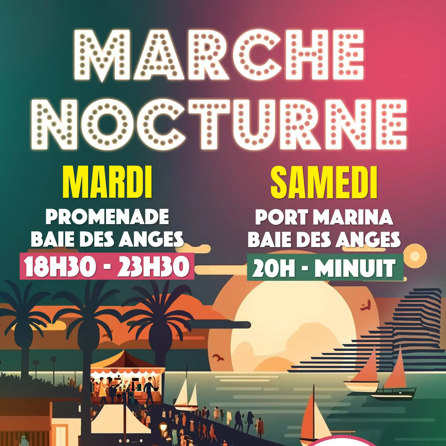 Marché Port Marina en nocturne