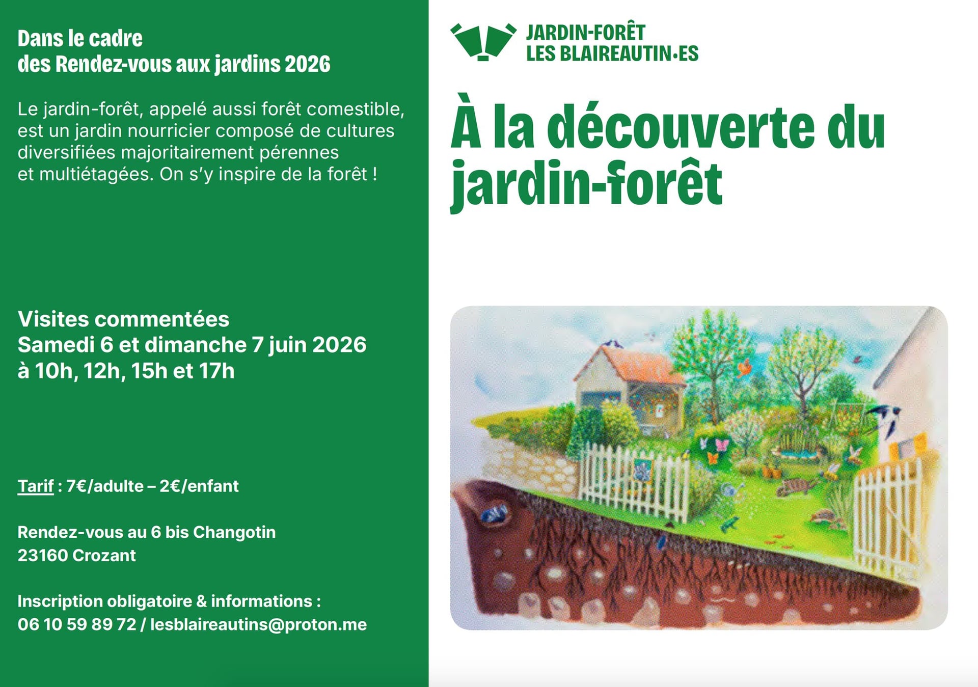 Atelier des sols vivants et visites commentées des Blaireautins