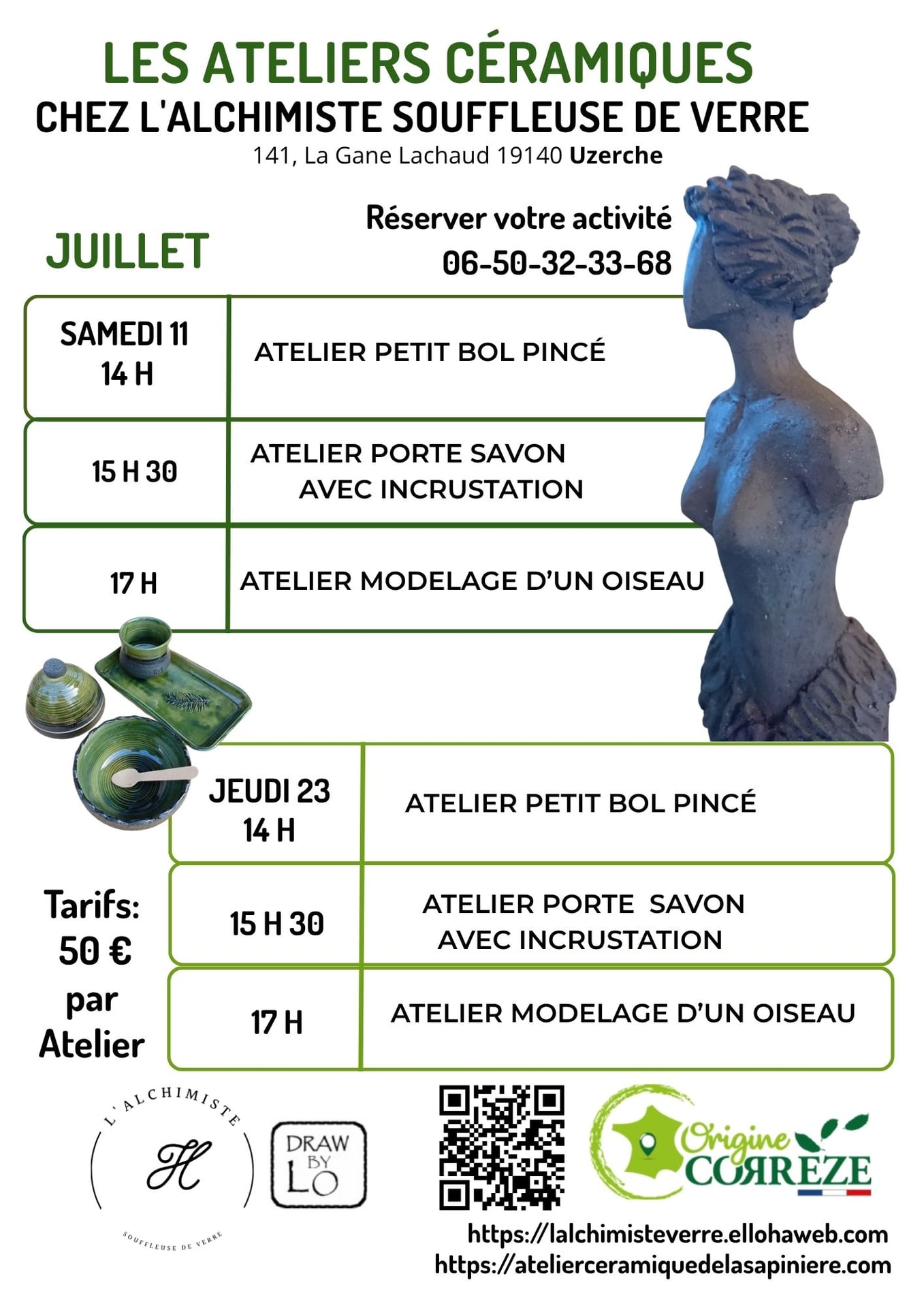 Ateliers céramique chez la souffleuse de verre