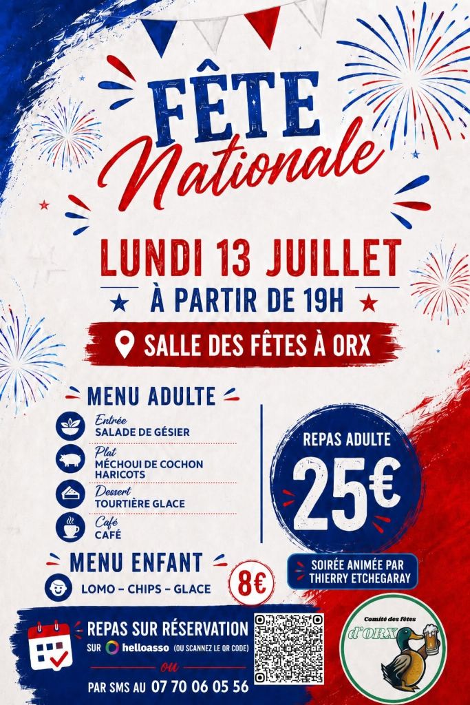 Fête Nationale - Repas et animation avec Thierry Etchegaray