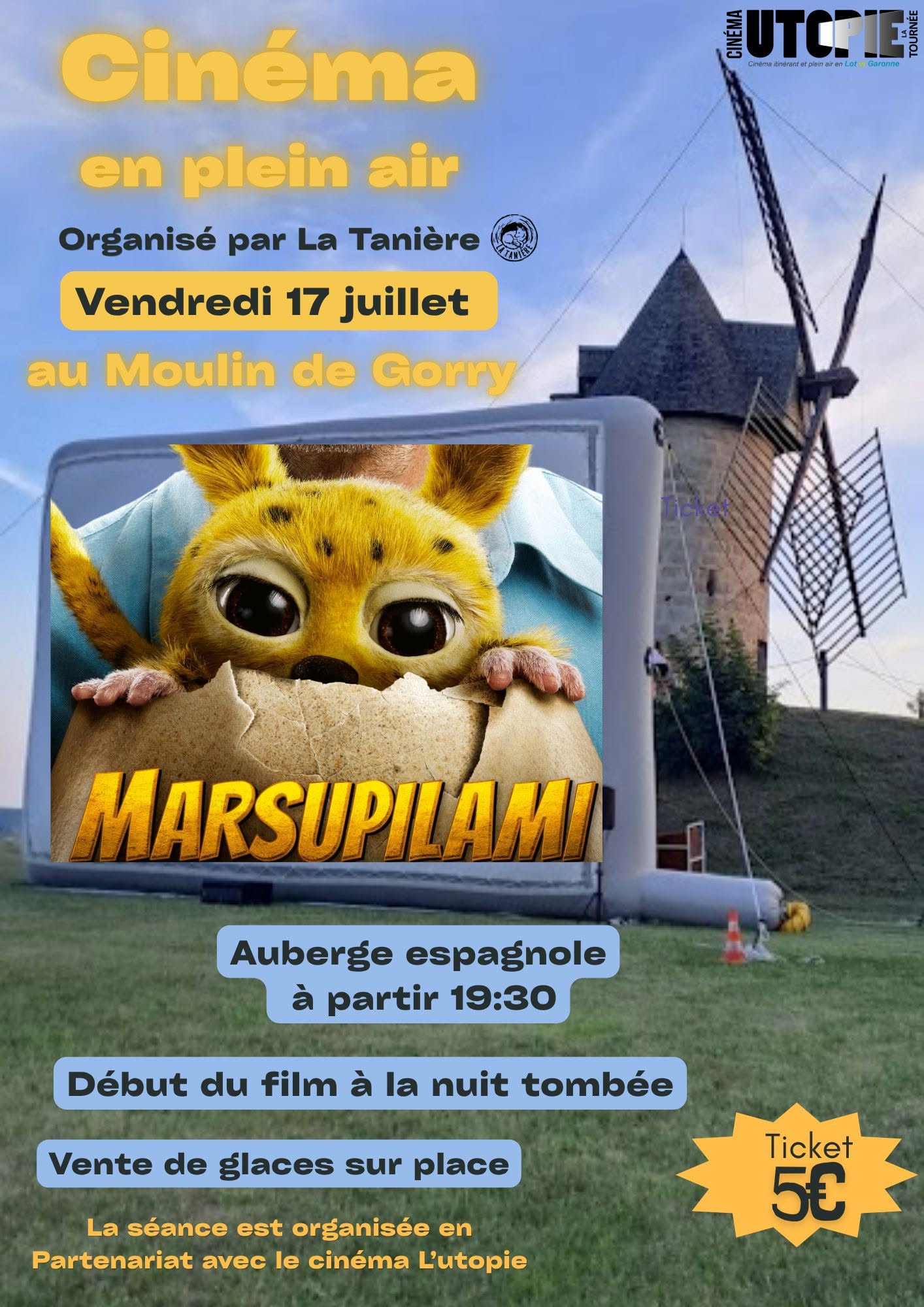 Cinéma en plein air organisé par La Tanière